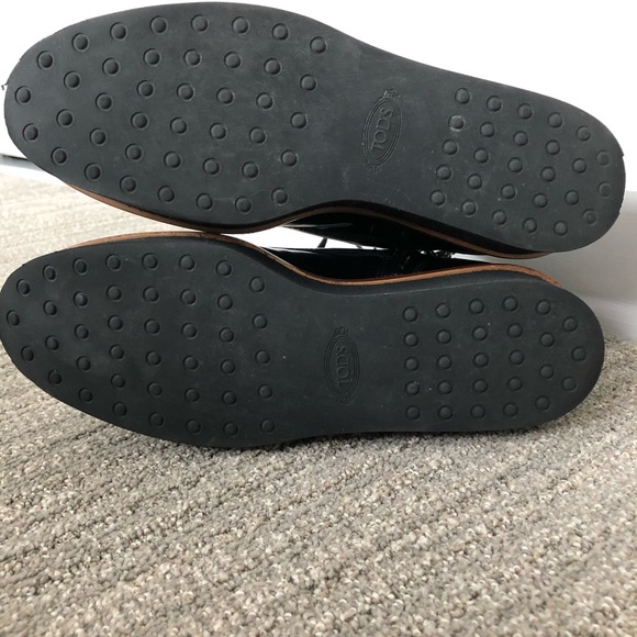 TOD’S black leather ankle lace up boots platform - Picture 5 of 8